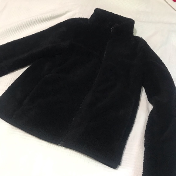 Black Fuzzy zipper up Sweater - Picture 3 of 3